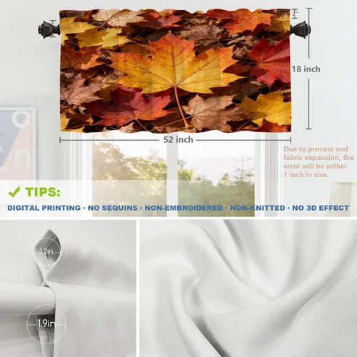 Vista 174 de Shrahala Orange Autumn Autumn Blackout Curtain Tiers, Fall Kitchen Valance Light Blocking Tier Drapes with Rod Pocket, 2 Pack 26 X 24 in