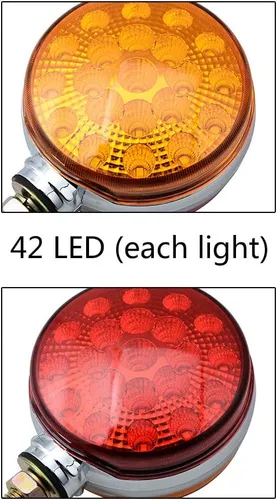 Vista 9 de CORP - 1 par de luces redondas de 4 pulgadas con 42 LED de doble cara, color ámbar rojo, montaje en un solo perno de guardabarros, luces de señal