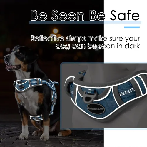 Vista 5 de ADVENTUREMORE Arnés para perro pequeño sin tirones con etiqueta de código QR, chaleco reflectante, asa de clip frontal para entrenar caminando