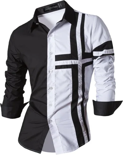 Vista 90 de jeansian - Camisas de manga larga de ajuste entallado para hombre (8397), con botones, informales y de vestir.