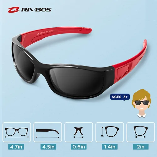 Vista 5 de Rivbos RBK037 - Lentes de sol polarizados con correa, para niños y niñas, 3 - 10 años
