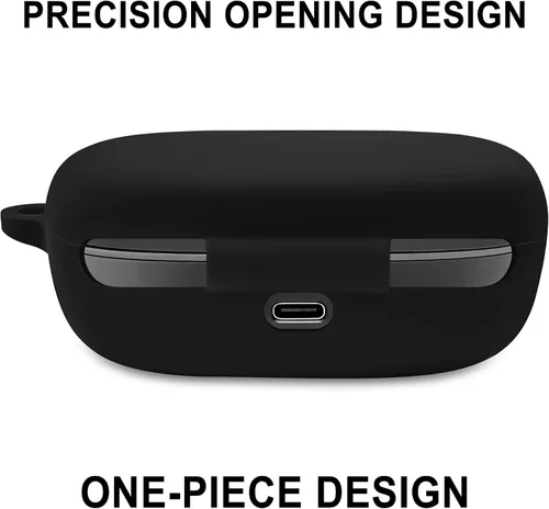 Vista 5 de Geiomoo Funda de transporte de silicona compatible con JBL Endurance Peak II, funda portátil resistente a los arañazos con mosquetón (negro)