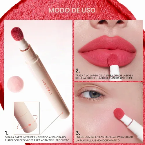Vista 7 de JUDYDOLL - Lápiz labial para mujer, color rojo mate, larga duración N108 Terra Sunset