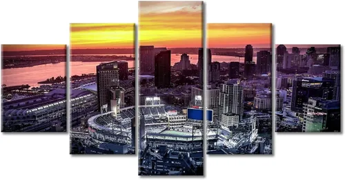 Vista 46 de Busch Stadium Baseball Home Decor St. Louis, Missouri Cityscape - Pósteres e impresiones artísticas de pared de 5 piezas de estadios de béisbol