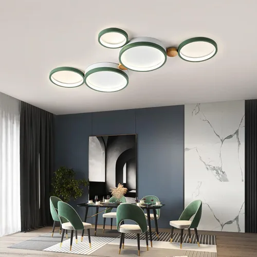 Vista 22 de Lámpara de techo LED de 3 luces, 22 pulgadas, moderna lámpara de techo empotrada de madera de 20 W regulable para sala de estar, dormitorio, cocina