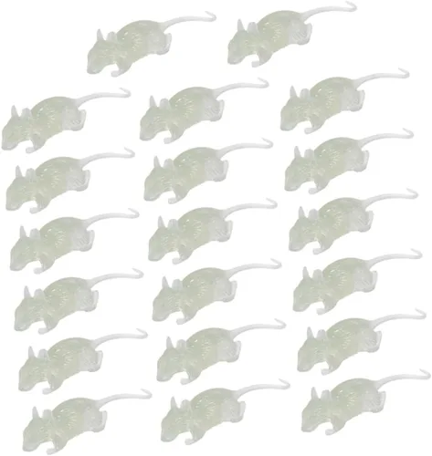 Vista 8 de BESPORTBLE 20 piezas de ratas falsas luminosas brillantes de ratas falsas para Halloween, figura realista para fiesta, ratones de Halloween
