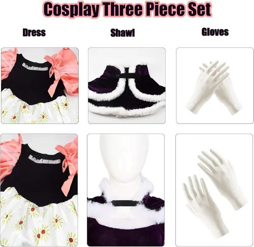 Vista 7 de Madured Kids - Vestido de cosplay encantado para niñas, vestido de princesa para Halloween 2024