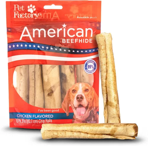 Vista 10 de Pet Factory American Beefhide - Rollos de chips de 5 pulgadas para perros, sabor a carne de res y pollo, 50 unidades/1 paquete