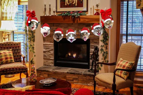 Vista 3 de Guirnalda de Navidad para gatos, diseño con cara de gato, decoración para colgar de Navidad, regalo de Navidad para amantes de los gatos