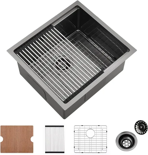 Vista 13 de Fregadero de Barra Negro de 10 Pulgadas Bajo Encimera-VASOYO 10x18 Fregadero de Barra Húmeda Bajo Encimera Pequeños Fregaderos de Cocina para RV