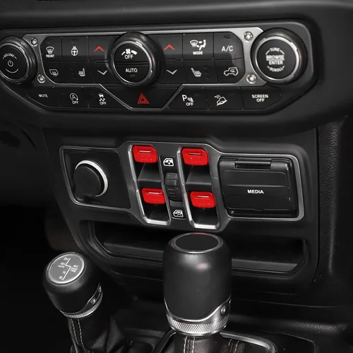 Vista 7 de RT-TCZ - Cubierta decorativa para interruptor de botón de ventana de consola central, accesorios interiores compatibles con Jeep Wrangler JL JLU