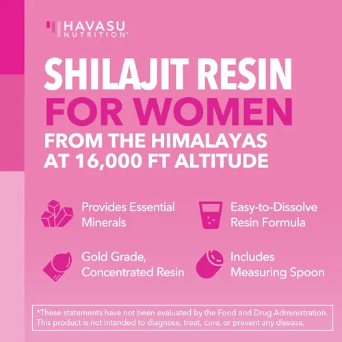 Vista 4 de Himalayan Shilajit para mujeres con ácido fúlvico, ácido húmico y más de 80 oligominerales – 500 mg de resina Shilajit de grado dorado de 16.000
