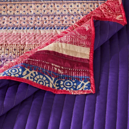 Vista 3 de Greenland Home Fashions Juego de edredón de microfibra cepillada ultrasuave, reversible, 3 piezas, Full/Queen, rosa aurora