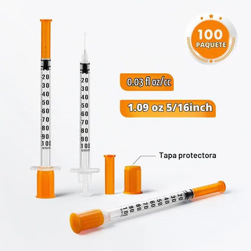 Vista 2 de Paquete de 100 jeringas de laboratorio de 0.0 fl oz/cc 31G 5/16 pulgadas, paquete individual