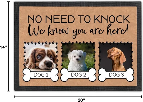 Vista 2 de Tapete personalizado para puerta de perro con foto y nombre, tapete de bienvenida personalizado, tapete para puerta delantera, no es necesario