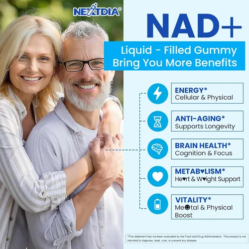 Vista 8 de Suplemento liposomal Nad+ para mujeres y hombres - Gomitas Nad de absorción máxima más resveratrol, fisetina, quercetina, TMG, cafeína, B12