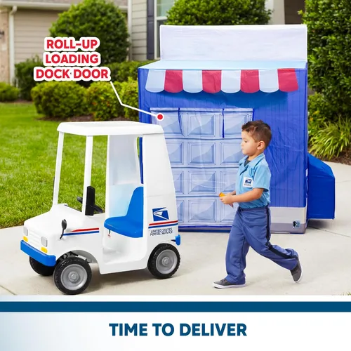 Vista 6 de Kid Trax USPS - Tienda de campaña desplegable Cape Cod Pretend de oficina de correos, juguetes para niños, carpas interiores para niños, juguetes