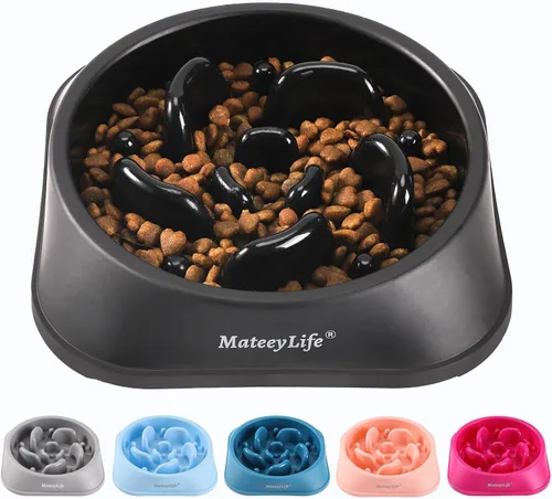 Vista 11 de MateeyLife Paquete de 2 cuencos para perros de alimentación lenta, 1 taza A-Azul claro y azul oscuro