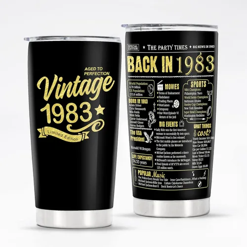 Vista 12 de Vasos de feliz cumpleaños 95 para hombres y mujeres, regalos de acero inoxidable en el año 1931, regalo de cumpleaños de 95 años para esposa