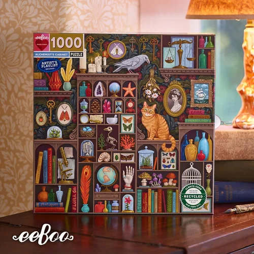 Vista 12 de eeBoo: Piece and Love Alchemist Cabinet - Rompecabezas cuadrado de 1000 piezas, rompecabezas para adultos y familias, incluye piezas brillantes