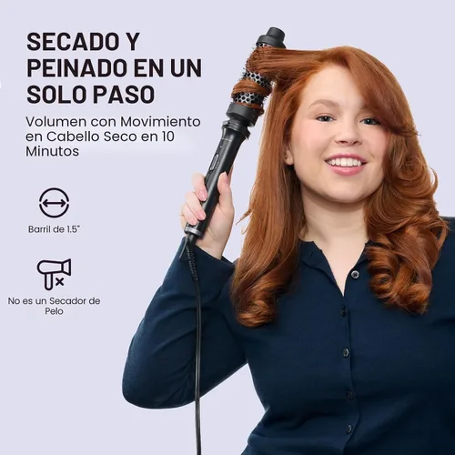 Vista 2 de Wavytalk Cepillo Térmico, Cepillo Redondo Calentado de 1 1/2 Pulgadas con Cabeza Desmontable, Bolsa de Terciopelo y Doble Voltaje para Viajes, Fácil