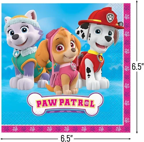 Vista 2 de Artículos para fiesta de cumpleaños Paw Patrol, servilletas, niña, Rosado