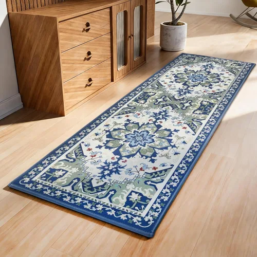 Vista 8 de AREDO Alfombra de pasillo con parte trasera de goma antideslizante, alfombra de piso suave lavable para cocina, pasillo, entrada