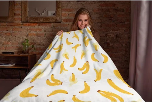 Vista 7 de Darani Manta de franela ligera de fruta de plátano, súper suave y acogedora, cálida y ligera, manta de franela suave de 60 x 50 pulgadas