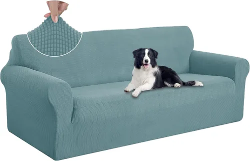 Vista 20 de U-NICE HOME Funda para sofá biplaza elástica, cubierta para sofá, funda para sillón, protector de muebles para sofá con 2 cojines, funda para sofá