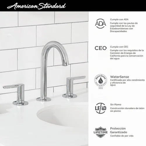 Vista 7 de American Standard 7105801.295 Studio S - Grifo de baño amplio con manijas de palanca, níquel cepillado cepillado níquel