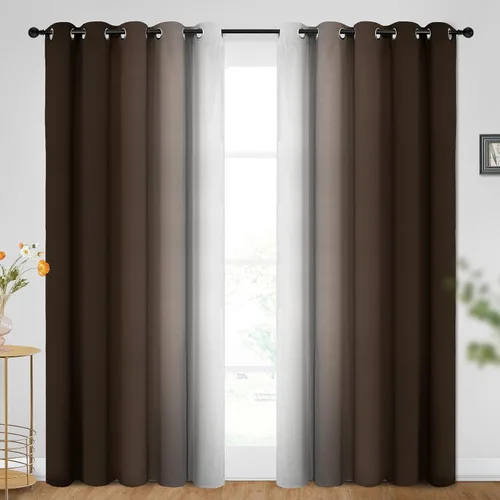 Vista 47 de SimpleHome Cortinas degradadas degradadas para oscurecer la habitación de 36 pulgadas de largo para dormitorio, con ojales y bloqueo de luz Negro