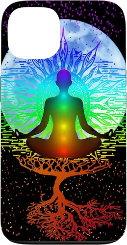 Vista 7 de Funda para iPhone 17 con diseño de árbol de la vida con diseño de luna y meditación