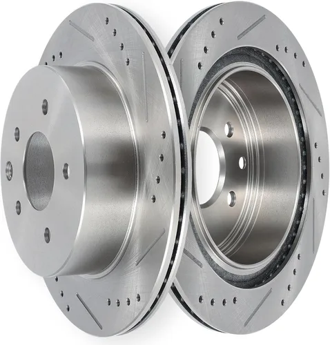 Vista 41 de SCITOO Rotores de freno trasero para Honda para CR-V 2002-2004 Frenos de disco perforados y ranurados Rotores de reemplazo: 31304 Brakes Kit Fit