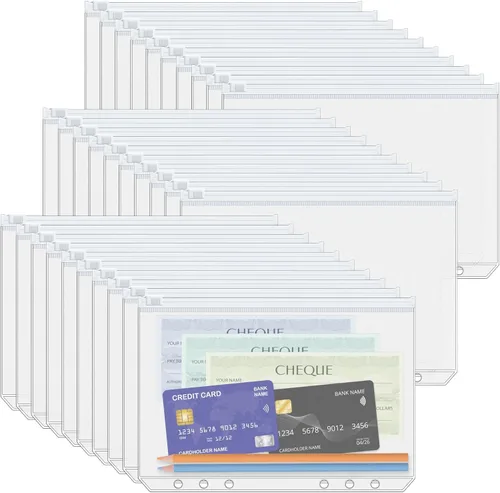 Vista 14 de Antner 20 piezas de bolsillos para carpeta A5 con 6 agujeros, insertos para planificador de presupuesto, sobres para rellenar con efectivo
