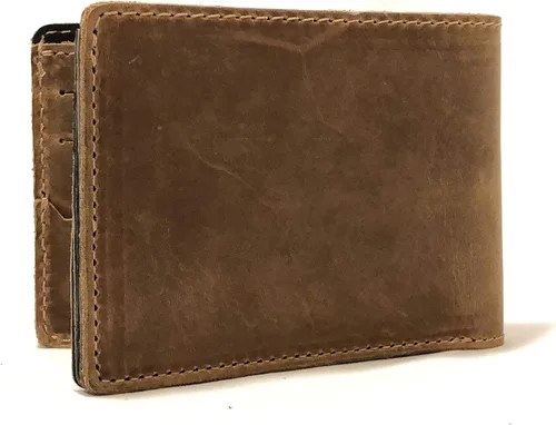 Vista 3 de Anthology Gear - Cartera minimalista de cuero de grano completo con soporte para púas de guitarra (tabaco)