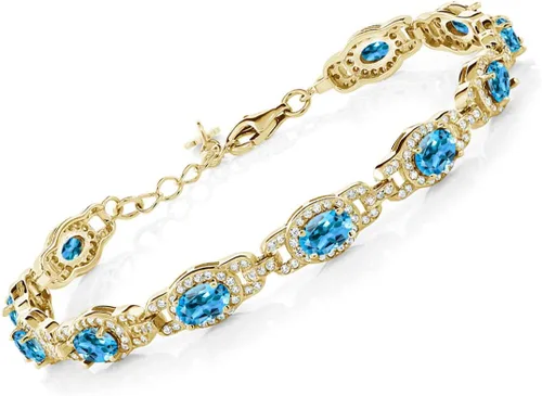 Vista 27 de Gem Stone King Oval Halo Gemstone Tennis Bracelet Nano Esmeralda