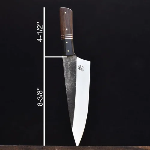 Vista 6 de Knives Ranch Cuchillo de chef rústico hecho a mano, hoja de acero inoxidable de alto carbono 440C de 8-3/8 pulgadas, cuchillo de cocina total
