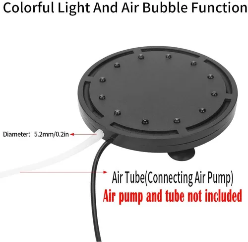Vista 4 de 5 pulgadas 12 LED acuario burbuja luz aire piedra, tanque de peces LED burbuja bomba de aire sumergible bomba de aire lámpara de piedra burbuja