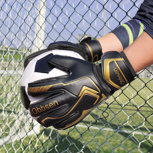 Vista 8 de Guantes de portero de fútbol con espinas para los dedos, guantes de portero de fútbol para niños, jóvenes y adultos, agarre fuerte antideslizante