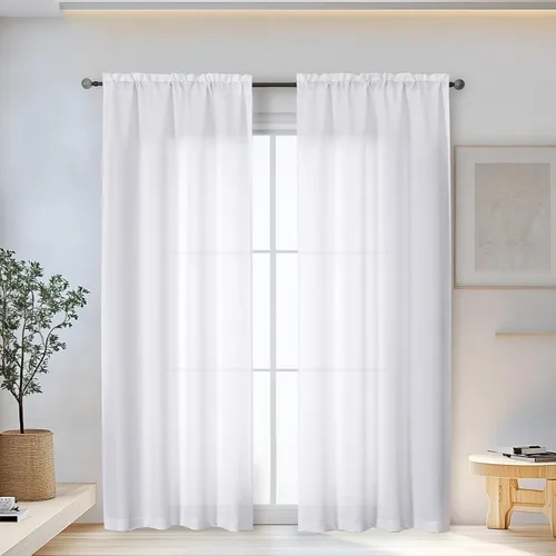 Vista 38 de OWENIE Bob Juego de 2 Paneles de Cortinas Negras de Cocina para Ventanas de 36 Pulgadas de Largo, Cortinas Cortas de Café con Textura de Lino