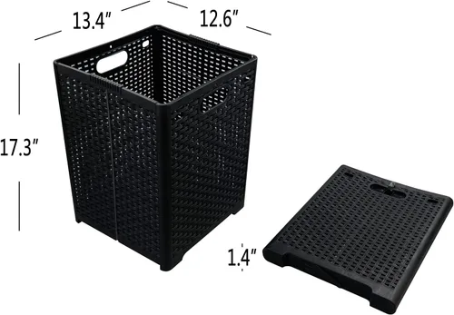 Vista 2 de Cesta de lavandería plegable de plástico de 42 litros, cesta de lavandería de plástico para toallas y ropa húmeda, 2 paquetes