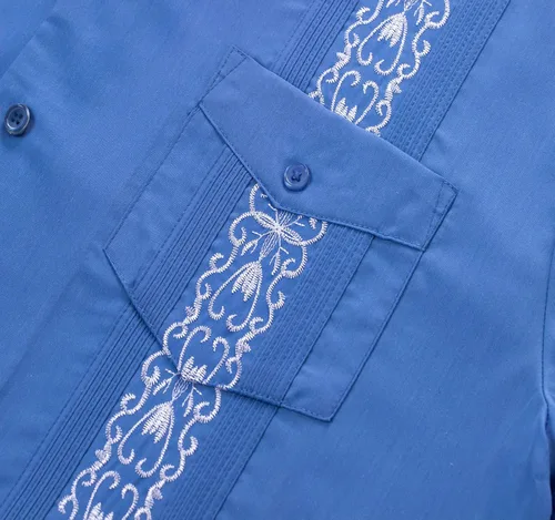 Vista 4 de Camisas Guayabera para Hombre de Manga Corta Casual con Botón