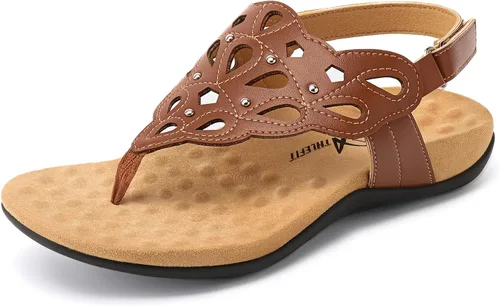 Vista 11 de Athlefit Sandalias ortopédicas para mujer, sandalias ortopédicas ajustables de verano con soporte de arco