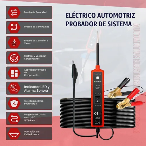 Vista 2 de CMTOOL Probador de Sonda de Circuito de Potencia 6V-24V CC Luz de Prueba, Probador de Circuito Automotriz Buscador de Corto en Coche, Activación