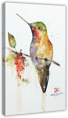 Vista 12 de Póster artístico de Dean Crouser 16 pinturas de acuarela de la familia de colibríes sobre lienzo, póster para decoración de dormitorio, paisaje