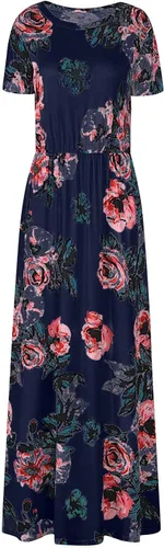 Vista 3 de Vestidos de primavera para mujer, vestidos de verano con cuello redondo y estampado floral