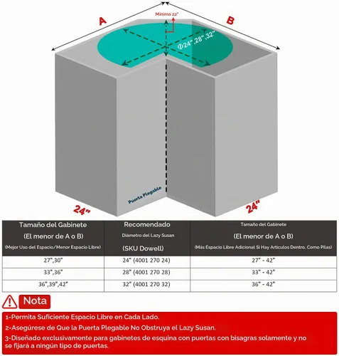 Vista 4 de Dowell Base gabinete con forma de riñón de diámetro 24 270° Lazy Susan, 2 estantes, base de cocina organizador de gabinete de esquina