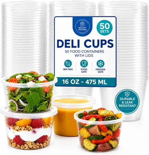 Vista 12 de Healthy Packers Contenedores de almacenamiento de alimentos con tapas herméticas, tarros de plástico transparente para almacenamiento de alimentos