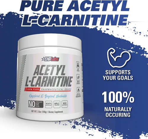 Vista 5 de EHP Labs Polvo de acetil L carnitina – Apoya la producción de energía natural, ayuda en la función saludable del cerebro, apoya la salud