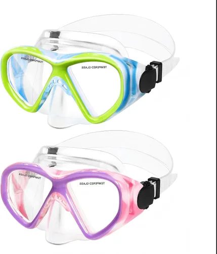Vista 26 de ACQCES Gafas de natación para niños, máscara de buceo para niños y niñas de 5 a 15 años, gafas de natación antivaho de dos colores con cubierta